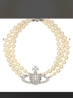 Vivienne Westwood Pearl Triple-Strand Necklace with Crystal Orb Pendant